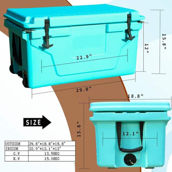 Blue 65 qt. Outdoor Chest Cooler Fish Ice Box Camping Cooler Box