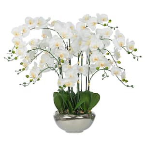 30 .71 in. H Artificial Plastic Phalaenopsis Orchids Floral Arrangement in Pot