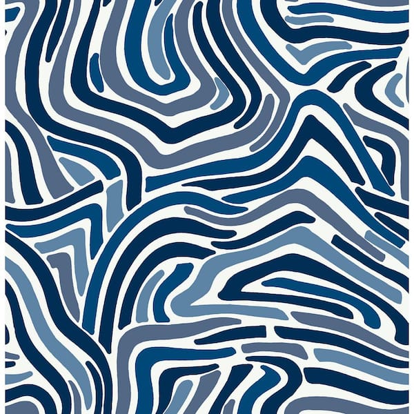 NuWallpaper Blue Spirited Peel and Stick Wallpaper Sample