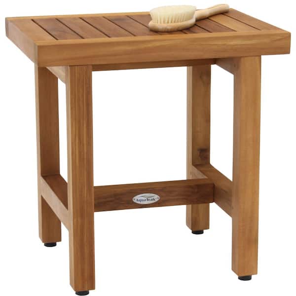 Patented 18 in x 12 in Spa Lotus Freestanding Teak Shower Bench Walk In Shower Seat