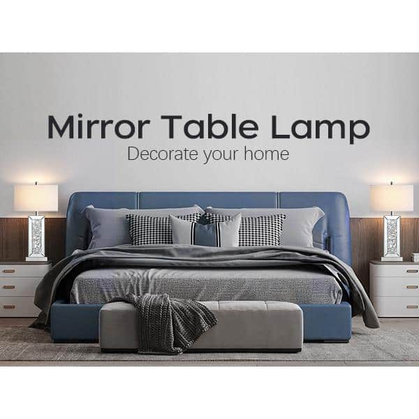 Rottogoon 25 in. Diamond Crystal Table Lamp w/ USB C+A Port, 3-Way