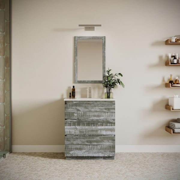 Formosa 30 in. Single Sink Freestanding Sage Gray Bath Vanity with White Quartz Top and Undermount Ceramic Sink