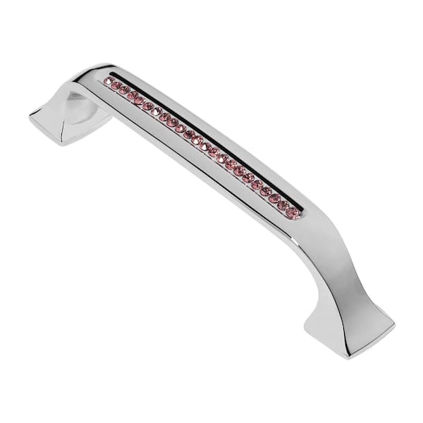 Wisdom Stone Bellissima 3-3/4 in. Chrome with Pink Crystal Cabinet Pull