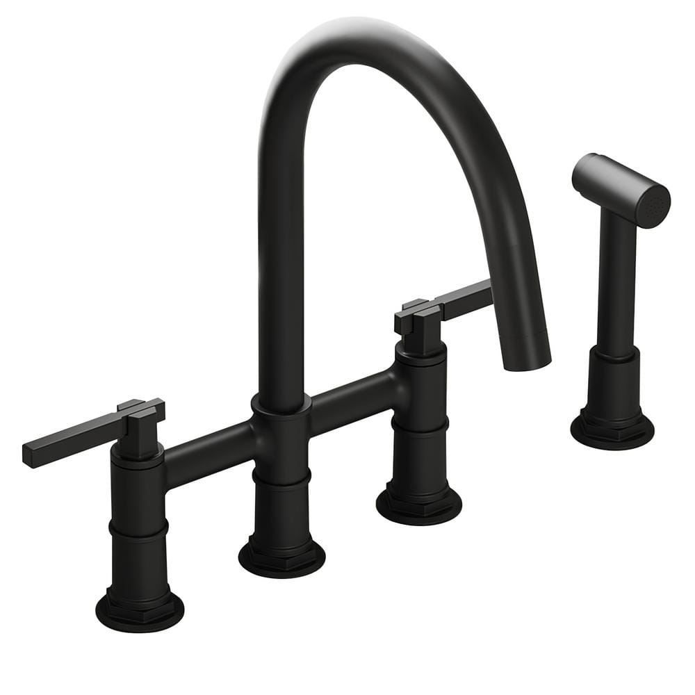 BWE 2-Handle Deck Mount Kitchen Faucet 3-Hole Bridge Kitchen