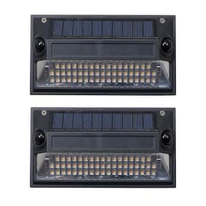 11-Watt Equivalent Incandescent Integrated LED Black Linkable Motion Activated Solar Wall-Pack Light, 1200 Lumen(2-Pack)
