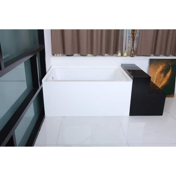 48 in. Acrylic Left Drain Rectangular Alcove Soaking Bathtub in White