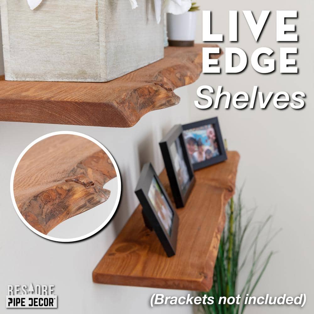 36" Sunset Cedar Live Edge Solid Wood Wall Shelf Set