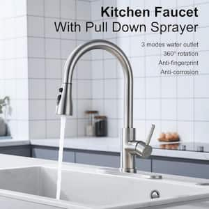 Single Handle Pull Down Sprayer Kitchen Faucet High Arc Stainless Steel Faucet with Glass Rinser in Oil Rubbed Bronze