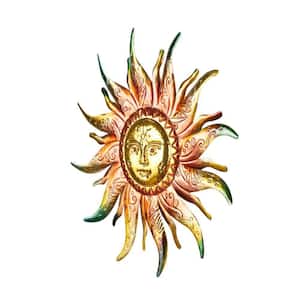 26 in. x 26 in. Stainless Steel Gold Face Sun Metal Work