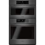 800 Series 30 in. Combination Electric Wall Oven with European Convection and Speed Microwave in Black Stainless Steel