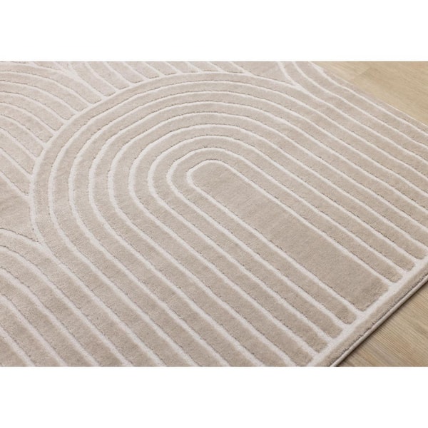 Avenia Collections 5' x 8' (5'3" x 7'7") Beige Geometric, Tonal/Solid Indoor Area Rug