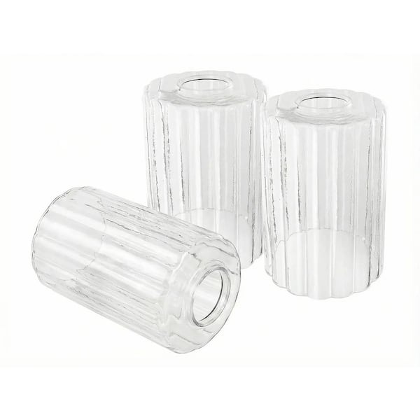 6 in. Height 3-Pack Clear Cylindrical Glass 1 in. Fitter Width Vanity Pendant Flush Mount Light Shade