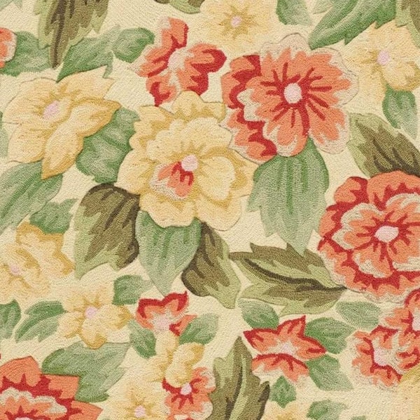 4 ft. x 6 ft. Red and Beige Floral Hand Carved Handmade Area Rug