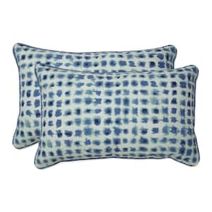 Blue Rectangular Outdoor Lumbar Throw Pillow 2-Pack