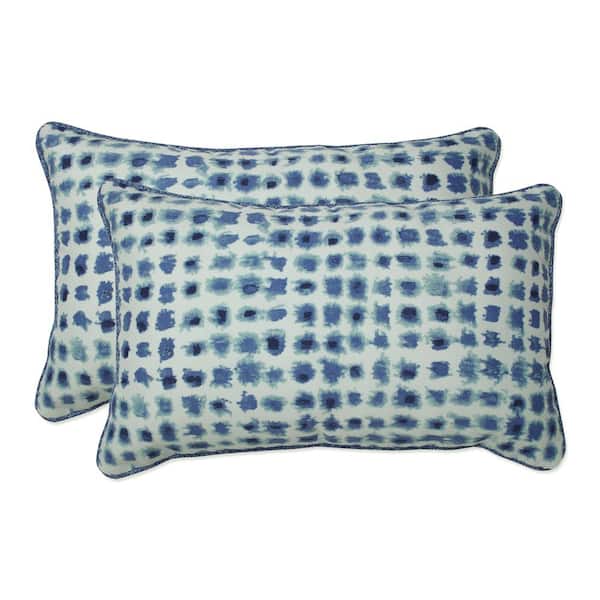 Pillow Perfect Blue Rectangular Outdoor Lumbar Throw Pillow 2-Pack