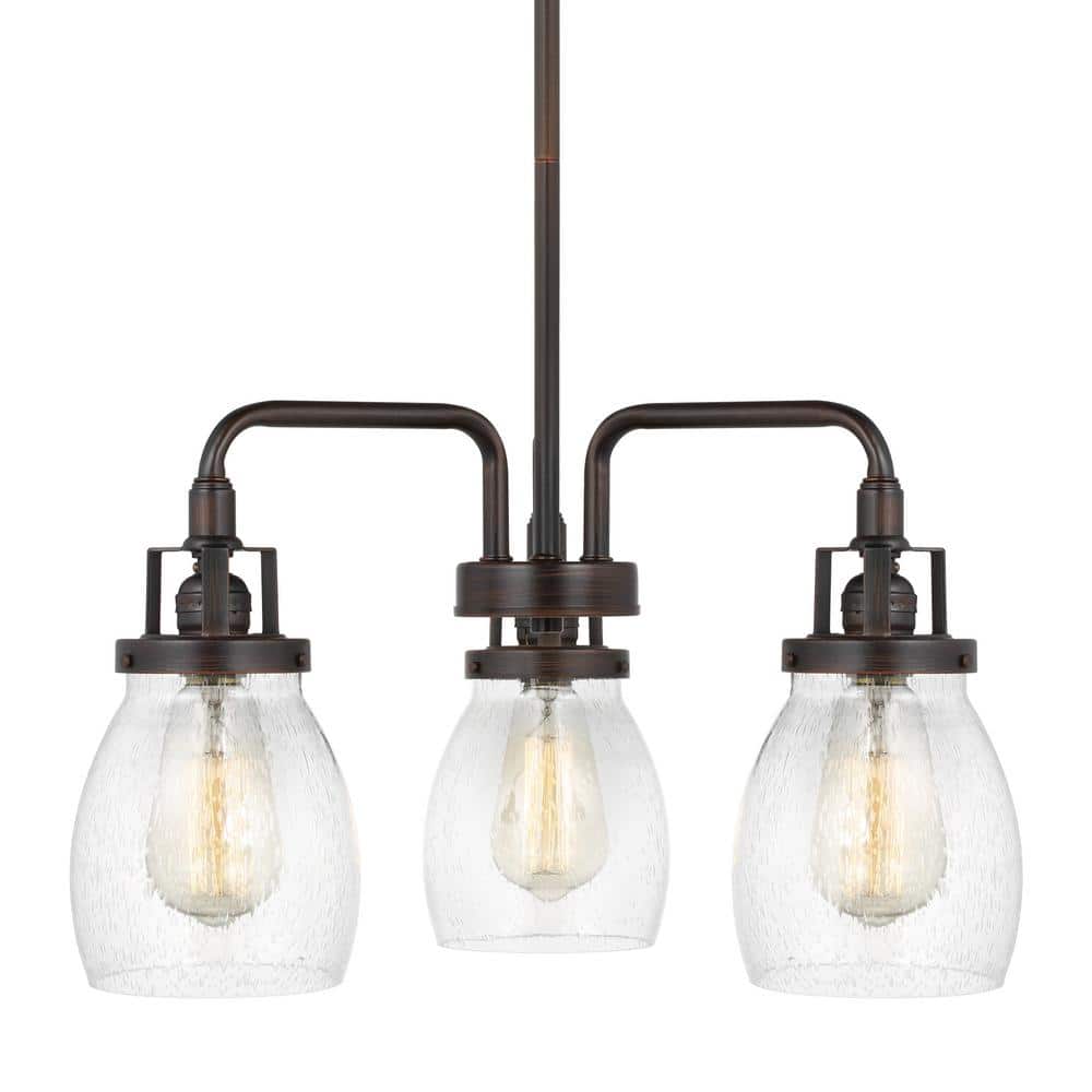 Belton 52'' Bronze 3-Light Chandelier with Clear Seeded Glass