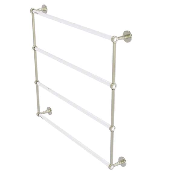 Allied Brass Clearview 36 in. 4-Tier Ladder Towel Bar with Groovy Accents in Polished Nickel