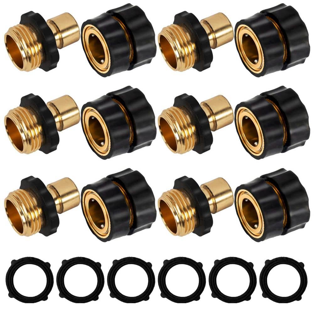 3/4 Inch Garden Hose Quick Connect Fittings Set, Male and Female Water Quick Release Hose Connector, 6 Pack price history on PriceWatchPro
