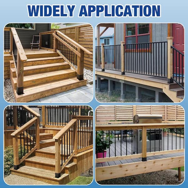 Single Heavy Duty Black Powder Coated Bolt Down Pergola Post Support - Fence Post Bracket - 102mm - 4x4