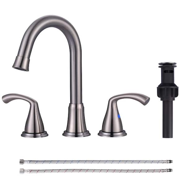 8 in. Widespread Double Handle Bathroom Faucet with Pop-Up Drain in Brushed Nickel