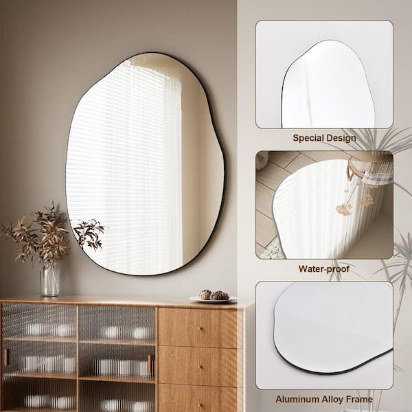 26 in. W x 37.8 in. H Irregular Bathroom Vanity Mirror Wall Mirror