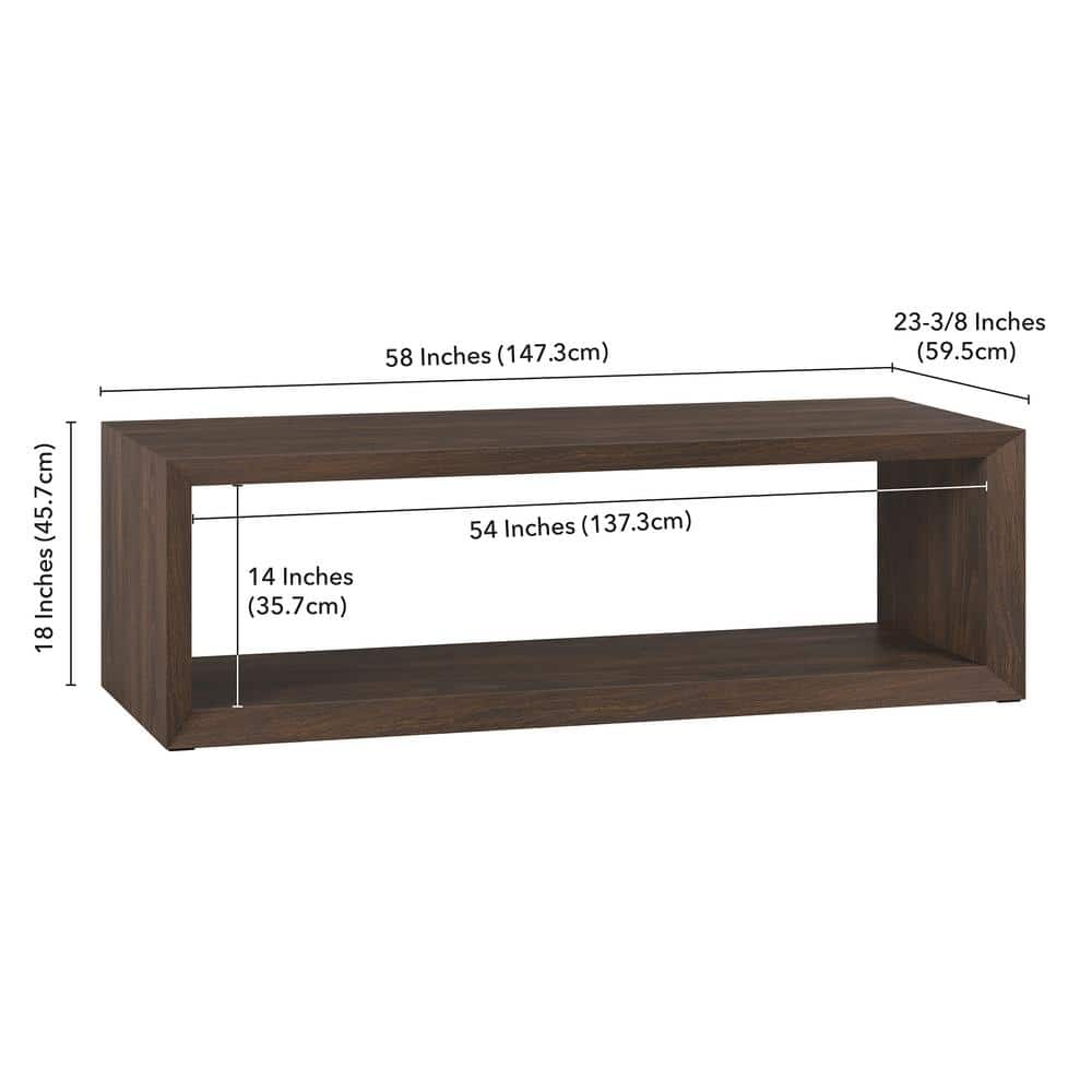 Alder Brown Rectangular MDF Coffee Table with Shelf
