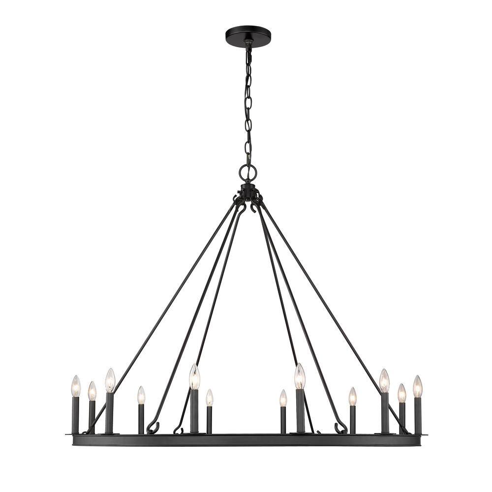 Matte Black 12-Light Candle-Inspired Chandelier