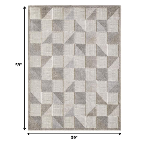 Gray 3 ft. x 5 ft. Woven Polypropylene Rectangle Indoor/Outdoor Area Rug