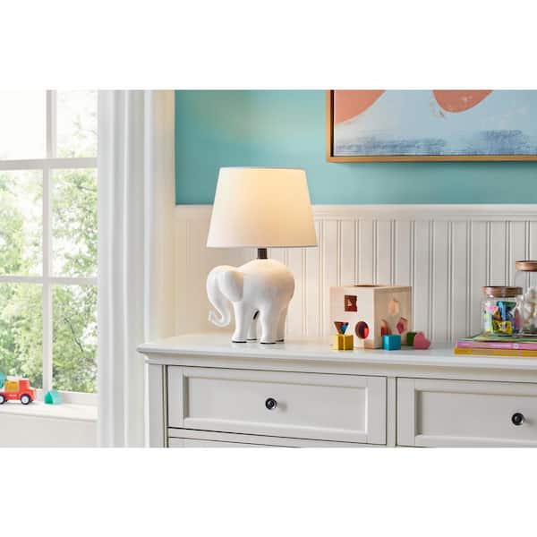 19 in. White Novelty Table Lamp with Ceramic Base