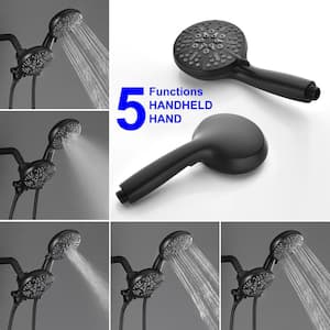 ACA 5-Spray Patterns 2.5 GPM 4.72 in. Wall Mount Dual Shower Heads in Matte Black (Valve and Handle Trim Not Included)