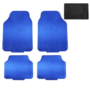Blue Metallic Finish Rubber Backing Water Resistant Car Floor Mats - Full Set