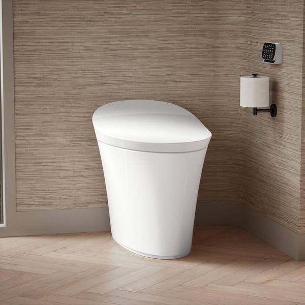 Veil Comfort Height Intelligent 1-Piece 0.8 GPF Dual Flush Elongated Toilet in White with built in bidet, Seat Included