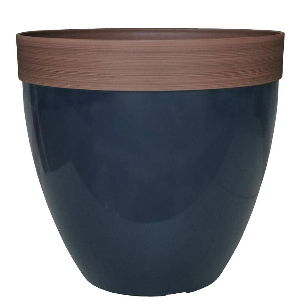 Navy Blue High-Density Resin Outdoor Planter with Drainage Hole