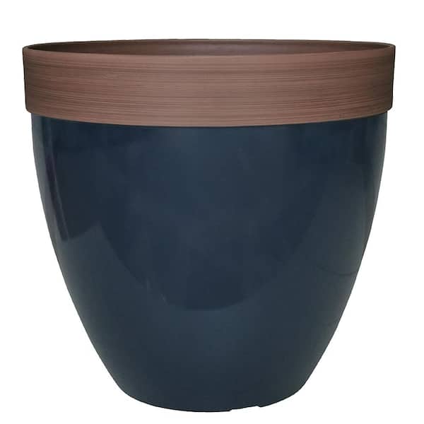 Southern Patio Hornsby Large 15 in. x 13.8 in. Navy Blue High-Density Resin Planter