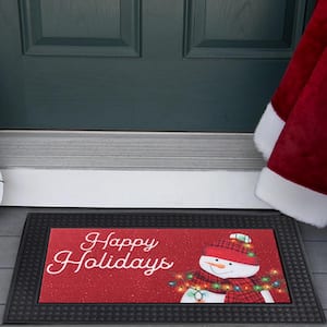LED Christmas Snowman Lights 18 in. x 30 in. Rubber Light and Sound Door Mat