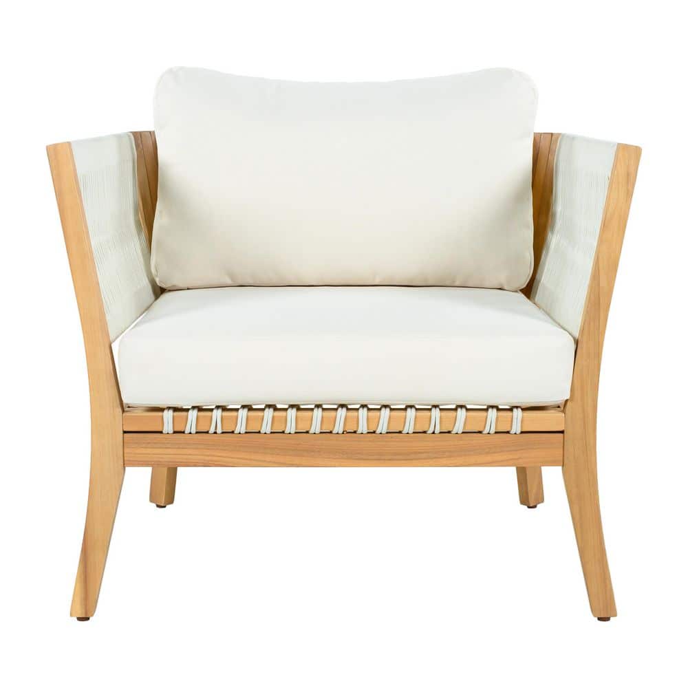 Leigh Teak+Beige Polyester Upholstered Club Chair with Rope Panels (Set of 1) price history on PriceWatchPro
