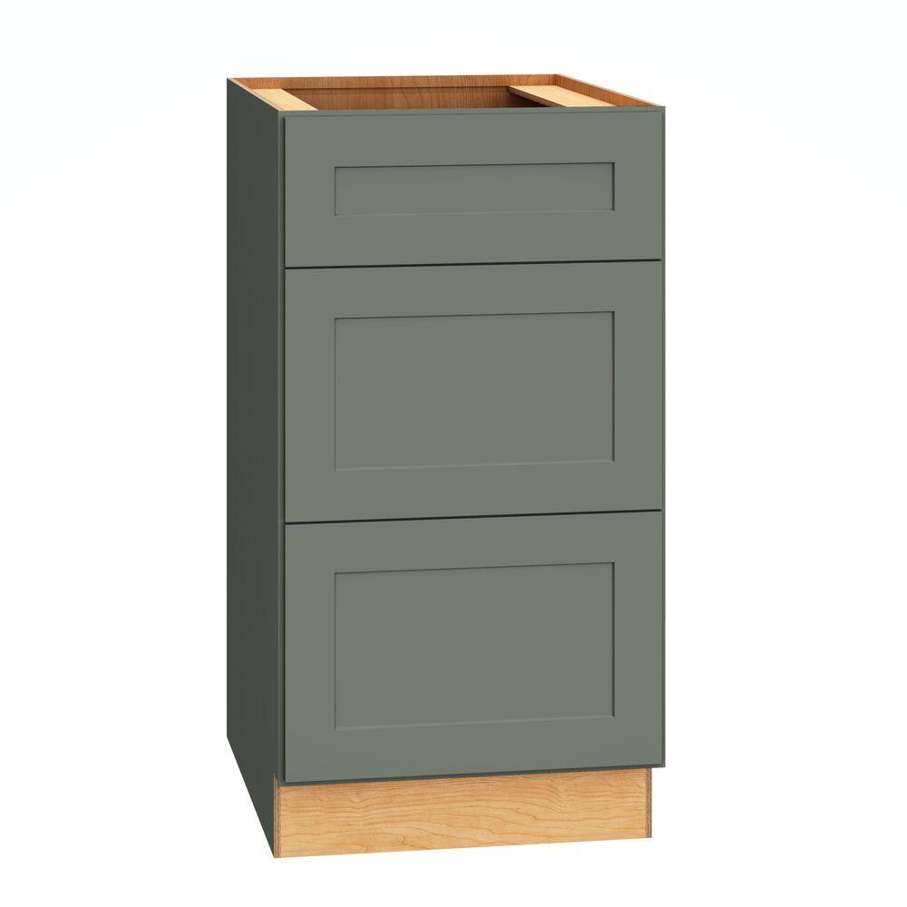 QuickShip Cottage 18 in. W x 24 in. D x 34.5 in. H Assembled Plywood Shaker 3-Drawer Base Kitchen Cabinet in Conifer price history on PriceWatchPro