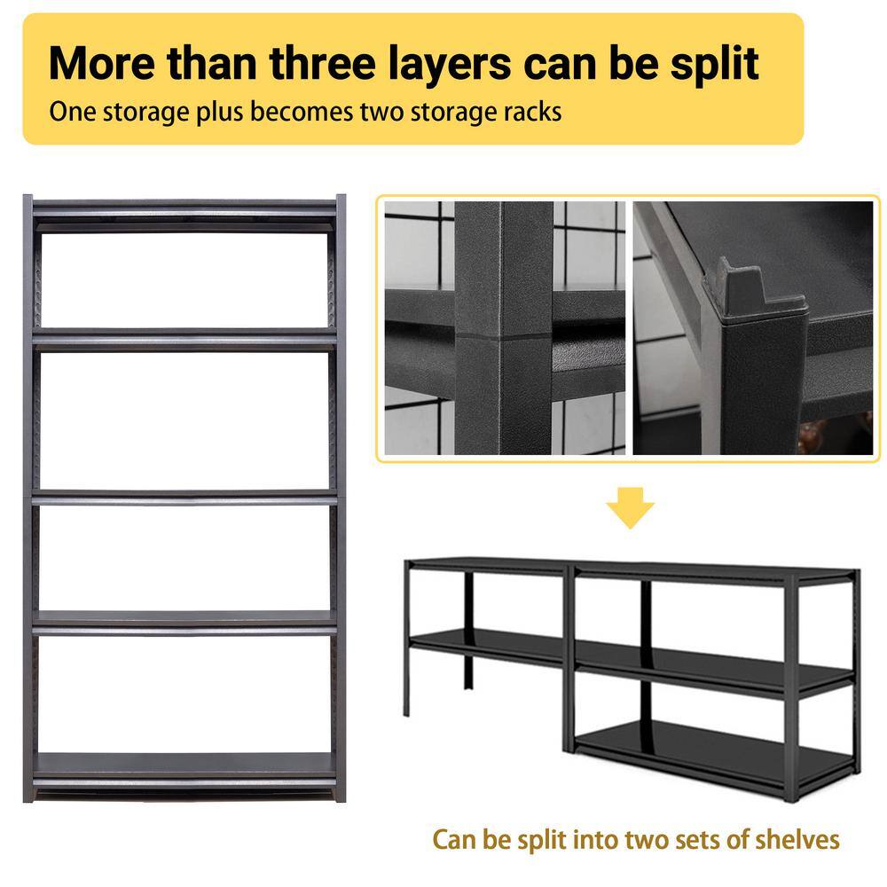 Black Heavy Duty Steel 5-Tier Adjustable Garage Shelving Unit