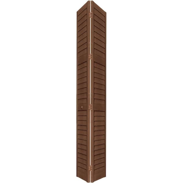 Home Fashion Technologies 30 in. x 96 in. Louver/Louver Dark Teak PVC Composite Interior Bi-fold Door