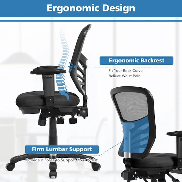 Costway Black Mesh Office Chair 3-Paddle Computer Desk Chair Costway Black Mesh Office Chair 3-Paddle Computer Desk Chair