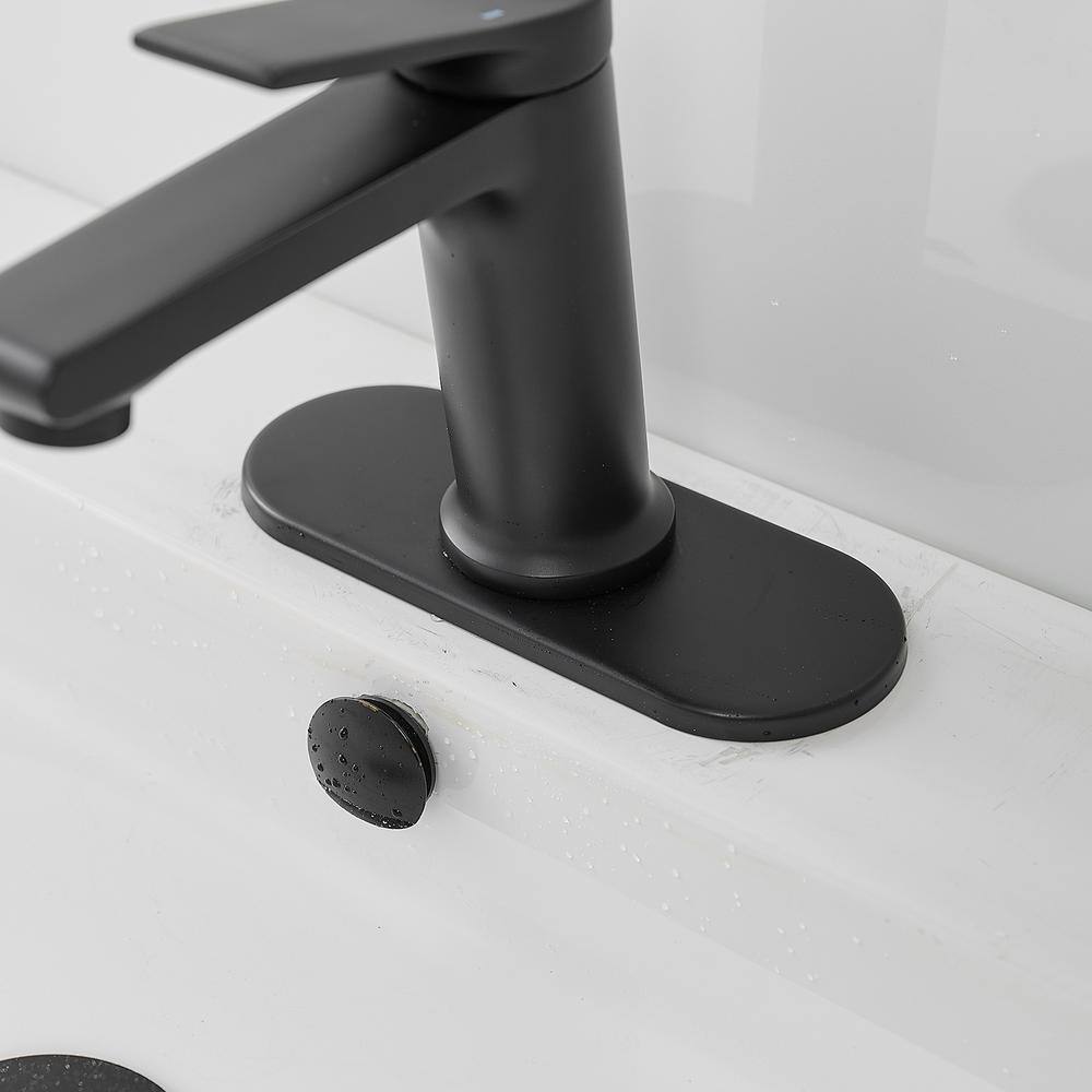 Matte Black Single-Handle Bathroom Faucet with Nickel Finish