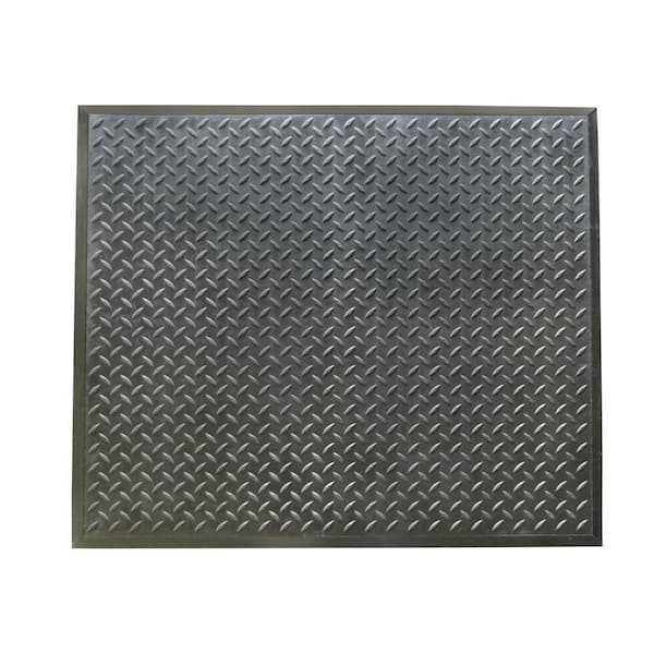 Rubber-Cal Foot-rest 28 in. x 31 in. Black Anti-Fatigue Mat Finished Tile