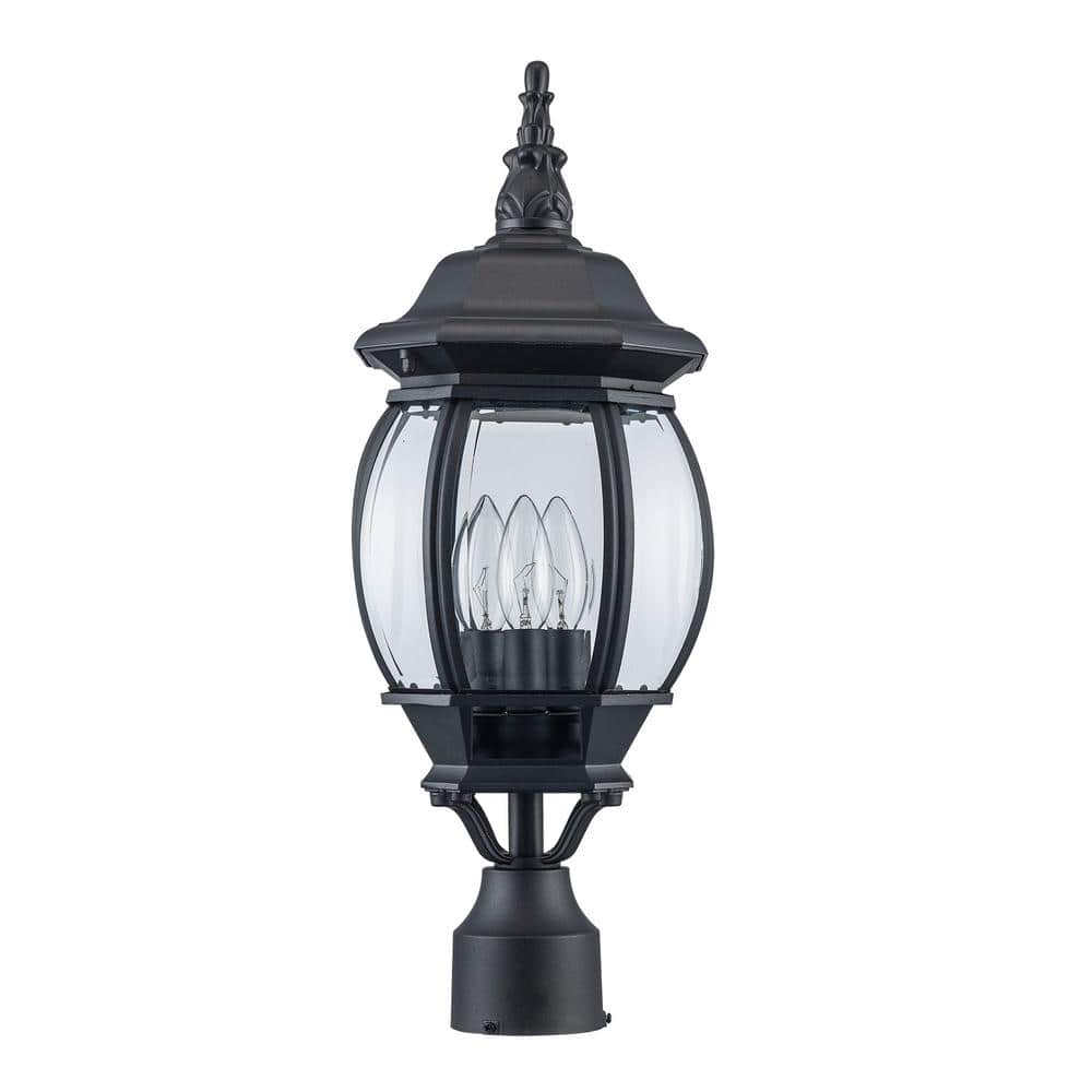 Parsons Traditional 22" Black Post Mount Lantern with Clear Beveled Glass