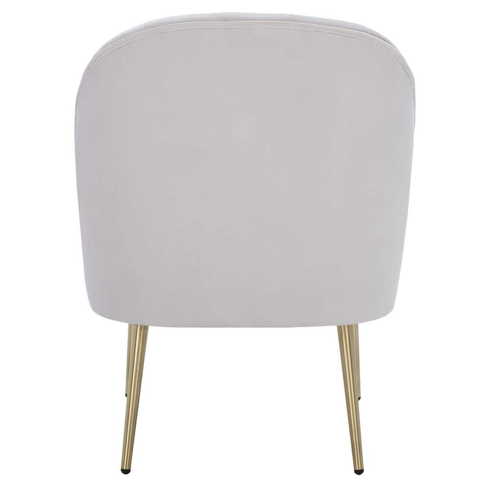 Elegance Art Deco Light Grey Velvet Accent Chair with Gold Metal Legs