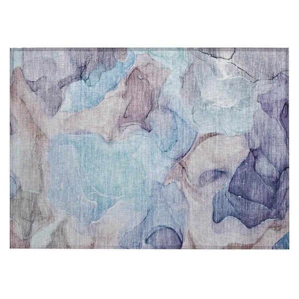 HomeRoots Blue 2 ft. x 3 ft. Abstract Indoor/Outdoor Area Rug