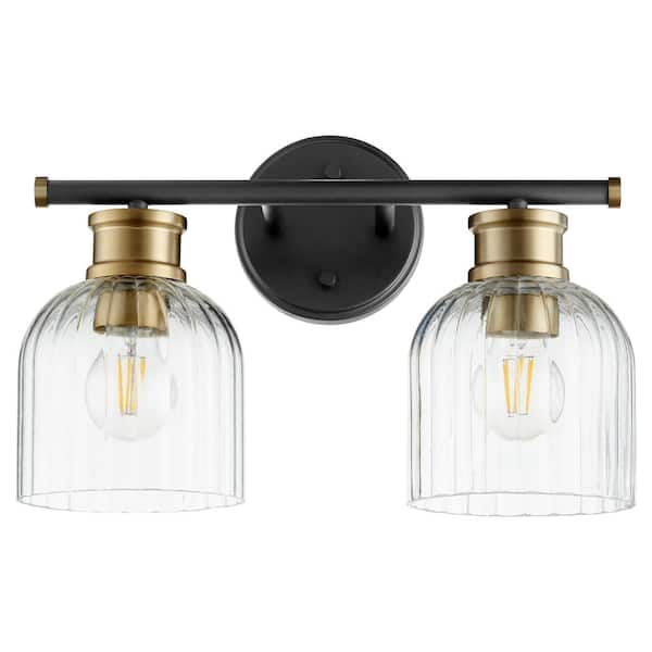 Quorum International Monarch 15 in. W 2-Light Textured Black Aged Brass Vanity