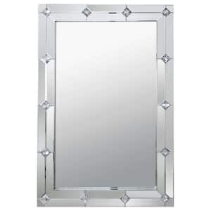 32 in. W x 47 in. H Rectangular Faux Rhinestones Framed Wall Bathroom Vanity Mirror in Transparent