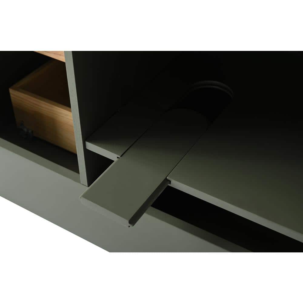 72'' Linear Vintage Green Double Sink Freestanding Bathroom Vanity with Engineered Marble Top