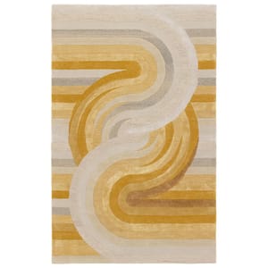 Trillare Yellow/Light Gray 9 ft. x 12 ft. Abstract Handmade Area Rug