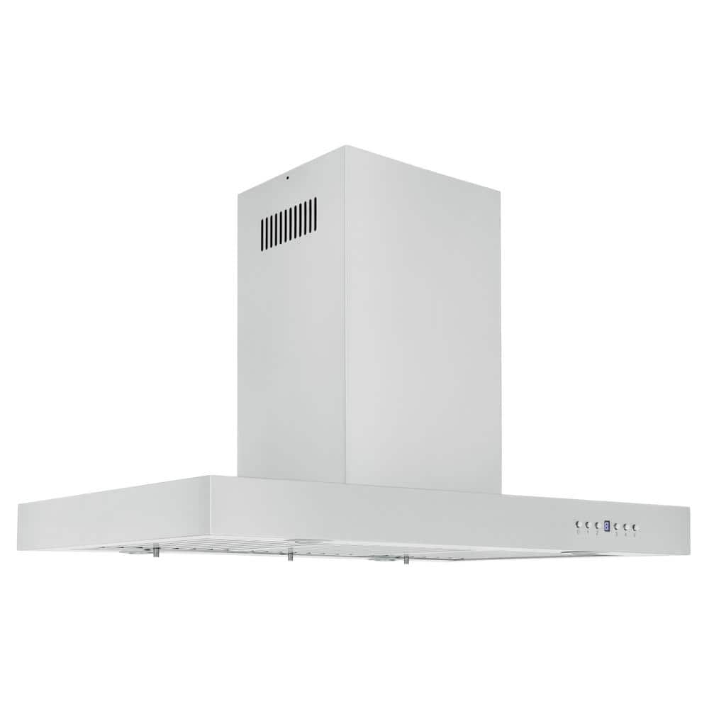 ZLINE Kitchen and Bath 36 in. 400 CFM Convertible Island Mount Range Hood in Stainless Steel, Brushed 430 Stainless Steel